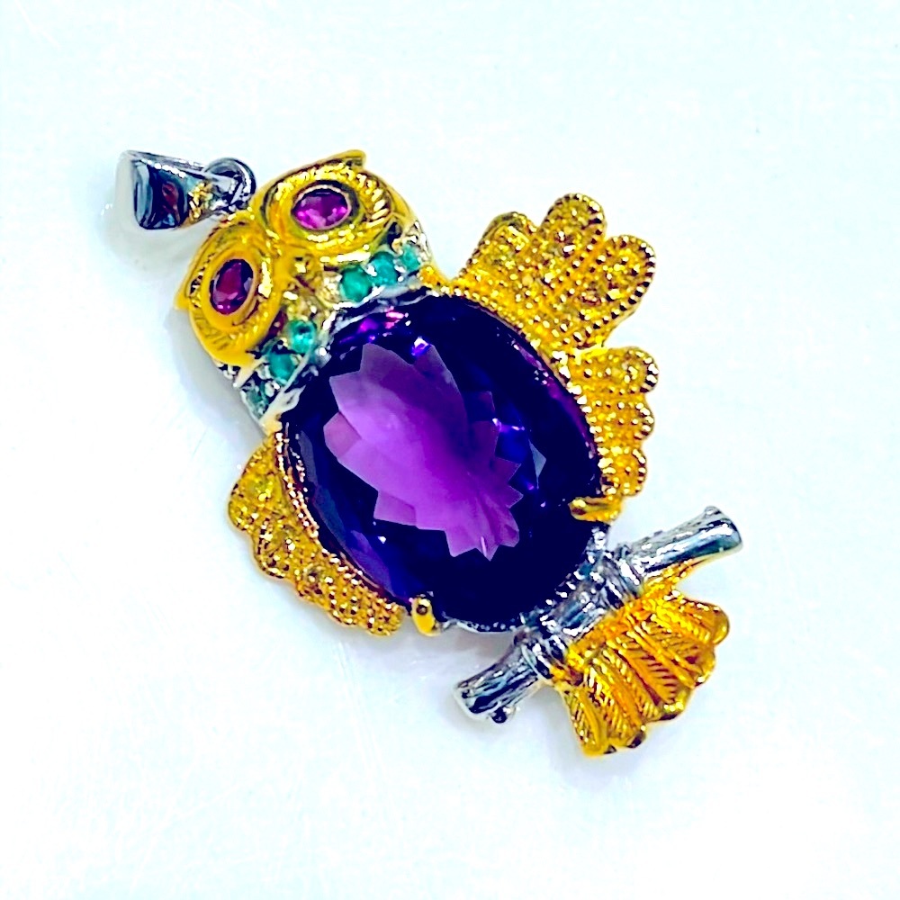 29 Ct Amethyst Emerald 14K Plated